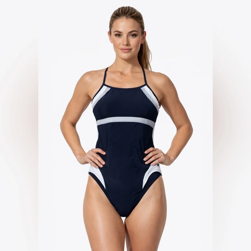 Nike Women's One Piece Swimsuit - Black and White